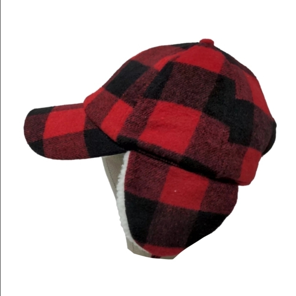 Woodland Creek Hat Trapper Red Buffalo Plaid Sherpa